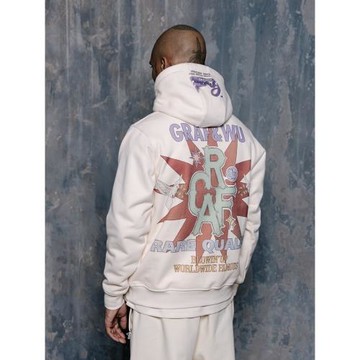 GRAF原創品牌【色彩斑駁】爆炸G和平鴿長頸鹿花銅扣抓絨美式帽衫