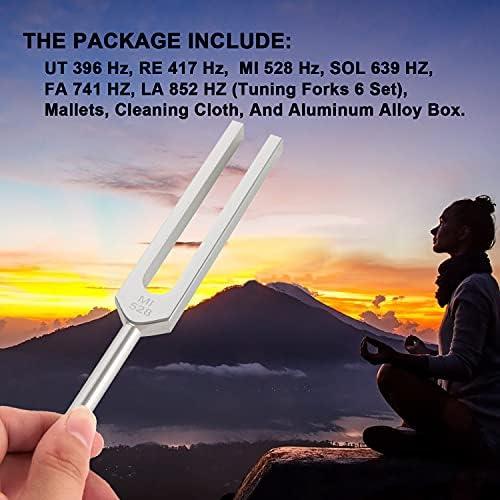 QIYUN Tuning Fork Set of 6, 528 Hz Tuning Forks, Tuning Fork for DNA Repair Healing and Perfect Healing Musical Instrument (UT 396