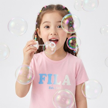 FILA KIDS 女童短袖漸層LOGO涼感T恤-粉色 5TEA-4408-PK