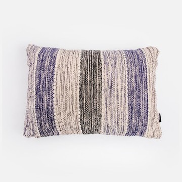 艾禮思緹花手工編織棉質抱枕套35x50cm 藍米