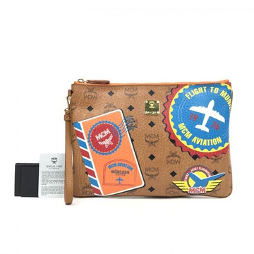 mcm棕色拼色公事包