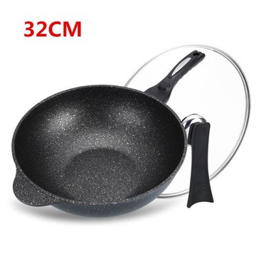 韓式麥飯石炒鍋不粘鍋電磁爐燃氣適用鋁制平底家用炒菜鍋32cm