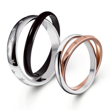 AchiCat．情侶對戒．星空閃閃．星星．雙環．客製化刻字．單個．情人節禮物．A8017