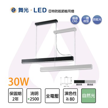 舞光 LED 30W 亞特防眩節能吊燈 自然光 貴族黑 質感銀 全電壓 防眩 吊線1.5米可調 【永光照明】MT2-LED-29023N