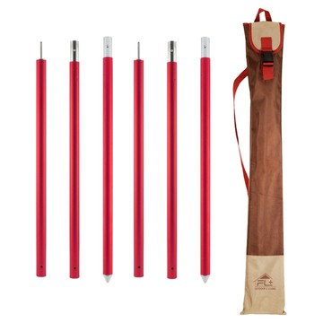 FAmILyLIFE 生活 超輕量全鋁合金彈扣式營柱 2支 + 營柱收納袋 聖誕紅  1套  1800 x 28 x 28mm