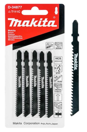 MAKITA 牧田 D-34877 線鋸片 5片 高碳鋼 T111C 一般 切割 適用 木材 塑料 中國製 木工