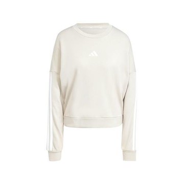 Adidas W 3S FT SWT 女款 米杏色 運動 休閒 大學T 寬鬆 上衣 圓領 亞規 長袖 JE0014