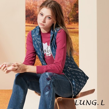 LUNG.L林佳樺藍色滿版LOGO印花女裝修身背心LQ23D