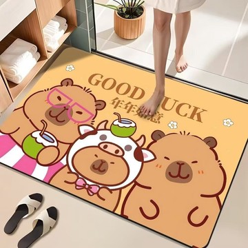 地墊 地毯🎀 卡通動物硅藻泥地墊loopy浴室地墊可擦可洗洗澡防滑墊地墊可愛 軟地墊 腳踏墊 防滑墊
