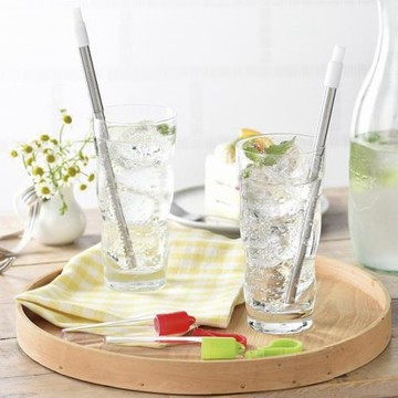 日本進口便攜式不銹鋼食品級奶茶吸管非一次性耐高溫伸縮飲料吸管