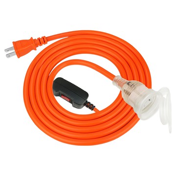 PowerSync 包爾星克 2P 1對1帶燈防水蓋動力延長線 TPSIN1DN3100  10m  橘色  1條