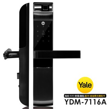Yale耶魯 指紋/卡片/密碼/鑰匙智能電子門鎖YDM-7116A霧面黑(附基本安裝)