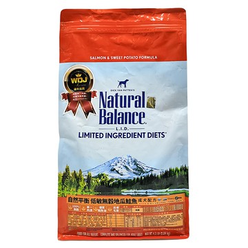 NATURAL BALANCE 成犬 低敏無穀配方乾飼料 原顆粒  地瓜 + 鮭魚  2.04kg  1袋