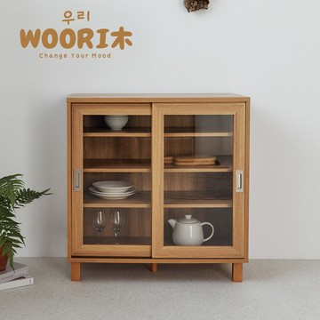 【完美主義】WOORI木 雙門玻璃收納櫥櫃-P0040