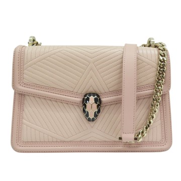 BVLGARI 寶格麗 粉膚色 皮革 Serpenti Forever 肩背包 287731 【二手名牌BRAND OFF】