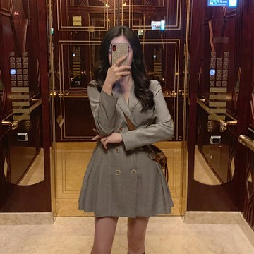 2020年新款小個子小香風西裝裙可鹽可甜連衣裙子小雛菊女神范衣服