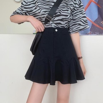 女夏季大碼高腰百搭牛仔半身裙