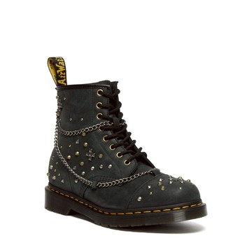 Dr. Martens 馬汀 1460 鉚釘鏈條皮革繫帶靴女款