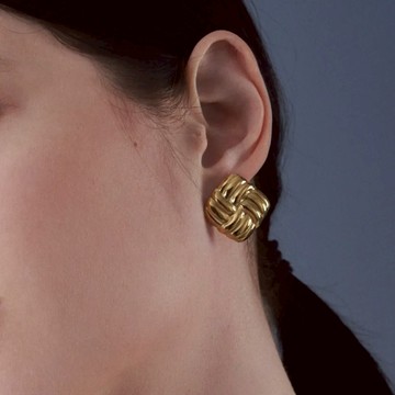 【ᴛᴏs】 Waffle Sunshine Earrings 金色鬆餅扣耳環