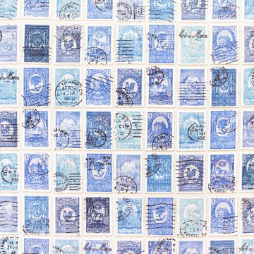 【臺灣喜佳】特價布/美式布料/復古市集系列-率性郵戳(藍/3色/棉100%)