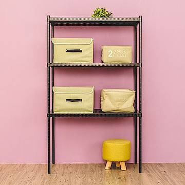 dayneeds 沖孔 90x45x150cm三層收納架(烤漆黑) 層架/置物架/儲藏架