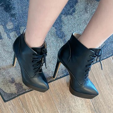 15CM防水臺綁帶走秀年會粗跟靴子