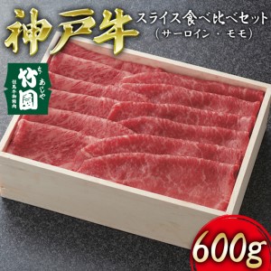 神戸牛 スライス 食べ比べ セット（サーロイン ・ モモ）600g[ 牛肉 すき焼き しゃぶしゃぶ ギフト 贈答用