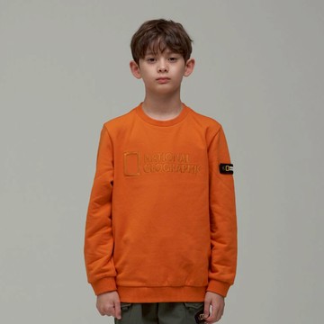童裝 大LOGO 刷毛衛衣 - 橙色