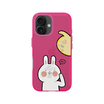 iPhone 16 Clear 粉漾桃 - 懶散兔與啾先生 Lazy Rabbit and Mr.Chu - 貼玻璃