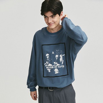 MOKACME 20FW 黑膠人像印花長袖T恤情侶裝