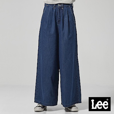 【抗暑涼感衣】Lee 女款 涼感 素色牛仔寬褲 深藍洗水 Jade Fusion
