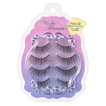 Miche Bloomin 蜜絲綸美 假睫毛 Set 4對入 No.12 快速完妝 仿真毛流感  Brown 香醇可可  1盒