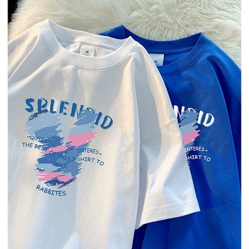 【當天出貨】原創設計 夏季百搭 情侶 寬松 落肩 oversize 純棉短袖 男女同款 小眾潮流