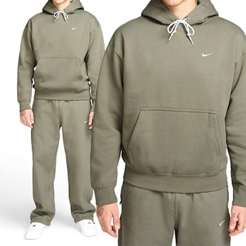 Nike Solo SWSH FLC Po Hoodie 男款 灰綠色 連帽 帽T 磨毛 長袖 DX1355-320