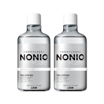 (2瓶超值組)日本LION獅王-NONIO持久清新沁涼特調香調終結口氣漱口水600ml/瓶-晶燦亮白(銀)(薄荷涼感因子長效淨味潔口液,除黃垢潔齒水)