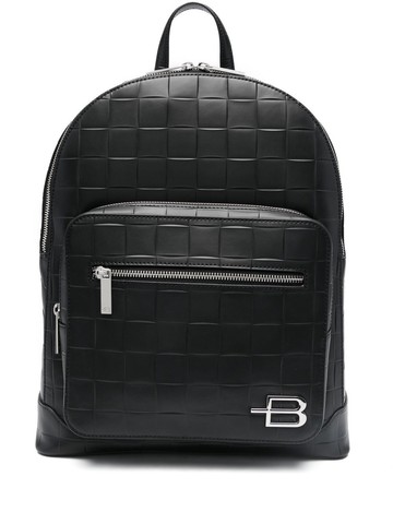 Baldinini - Axel embossed-check backpack - men - Cotton/Calf Leather/PVC - One Size - Black