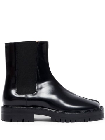 Maison Margiela - Tabi leather Chelsea boots - women - Polyester/Rubber/Lamb Skin/Calf Leather/Calf Leather/Elastane - 38 - Black