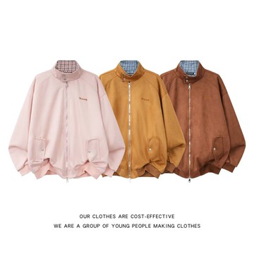 秋季日系復古潮流上衣男寬鬆立領初秋休閒外套男