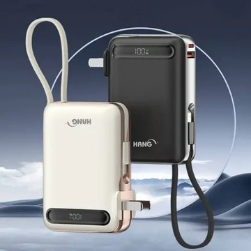 奶茶色 HANG AC2 自帶插頭 行動電源 10000mah(Wh標示)