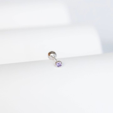 紫水晶925純銀迷你小寶石轉珠耳環