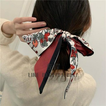 復古法式絲巾發帶小長條窄細領巾扎綁頭發飄帶綁包包包絲巾【雲木雜貨】