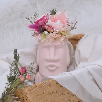 【DIY 材料包】【五倍券優惠】擴香花 永生花嘟嘴摩艾盆花 (簡易)