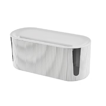 KUIBAO 快豹生活 Morandi條紋莫蘭迪延長線收納盒  簡約白  1個