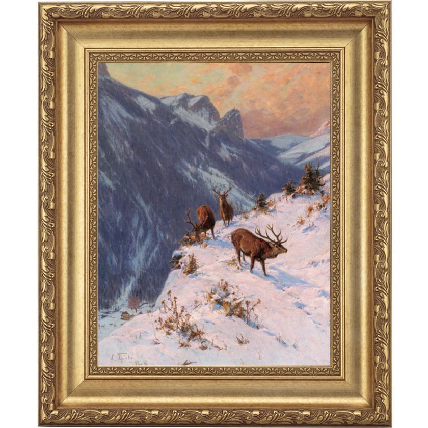 ティーレ 冬の鹿 4号 立体複製名画 絵画 額付き インテリア アートの友社