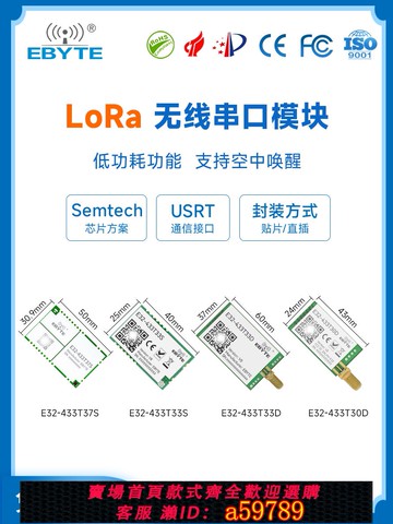 【台灣公司 可打統編】lora無線串口模塊433M遠距離透傳收發通信SX1278射頻芯片超低功耗