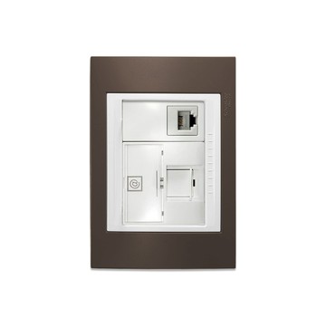 Schneider  法國 Unica Plus埋入式資訊網路/電話插座可可亞ABS外框