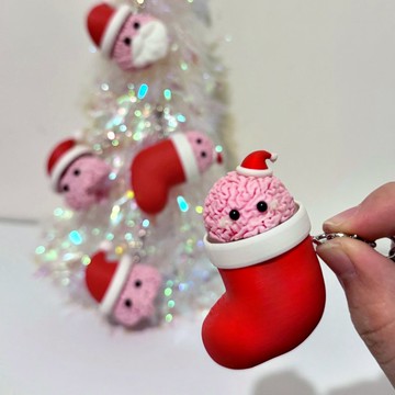 The lilBrain 聖誕襪按鍵鎖匙扣  / 療癒 | 減壓 | 3D打印 /