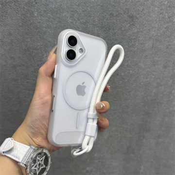 得樂適用蘋果16手機殼白色朦朧細圈iphone16promax磁吸新款15pro透明14亞克力13防摔12高級感大孔16plus