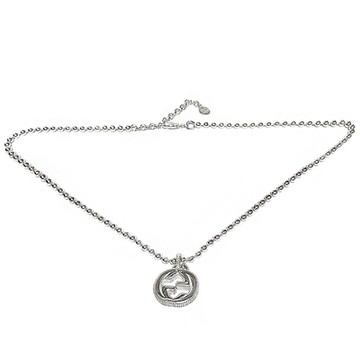 【GUCCI 古馳】479219  經典Interlocking G純銀互扣式項鍊