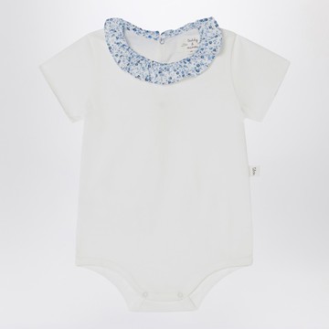 White romper with Liberty fabric collar